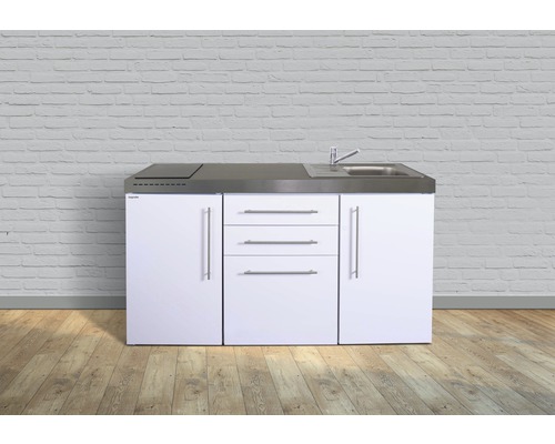 Stengel-Küchen Singleküche mit Geräten Premiumline 160 cm Frontfarbe weiß glänzend Korpusfarbe weiß montiert-0