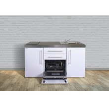 Stengel-Küchen Singleküche mit Geräten Premiumline 160 cm Frontfarbe weiß glänzend Korpusfarbe weiß montiert-thumb-5