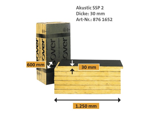 Isover Akustic SSP 2 Dämmwolle mit den Maßen 1250x600x30 mm