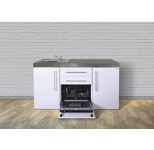 Stengel-Küchen Singleküche mit Geräten Premiumline 160 cm Frontfarbe weiß glänzend Korpusfarbe weiß montiert-thumb-0