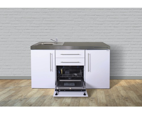 Stengel-Küchen Singleküche mit Geräten Premiumline 160 cm Frontfarbe weiß glänzend Korpusfarbe weiß montiert-0