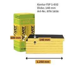 Isover Dämmstoff Kontur FSP 1-032 mit den Maßen 140 x 600 x 1250 Millimeter