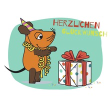 Mini-Grußkarte Herzlichen Glückwunsch Die Maus 7,7x5,5 cm