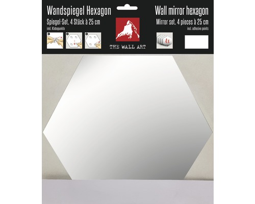 Wandspiegel Hexagon, Spiegel Set mit vier Spiegeln mit jeweils 25 cm Durchmesser
