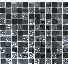 Glasmosaik mit Naturstein CM M462 30,2x32,7 cm schwarz-thumb-0