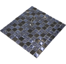 Glasmosaik mit Naturstein XCM M862 30,2x32,7 cm schwarz