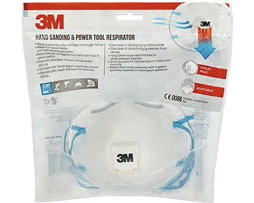 3M Atemschutzmaske für Hand- und Elektrowerkzeuge, FFP2, Dreierpackung