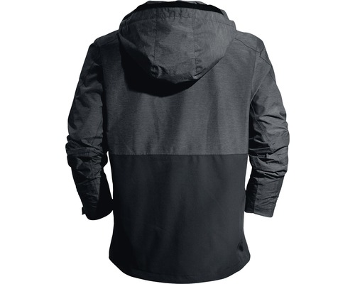 Graue Herrenjacke mit Kapuze von hinten
