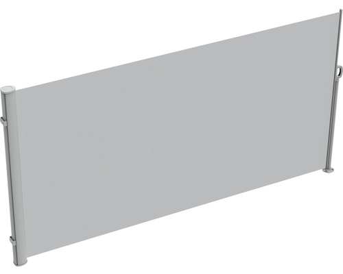Seitenmarkise 1,8x3 Stoff Uni hellgrau Gestell RAL 9006 weißaluminium mit abnehmbarem Pfosten