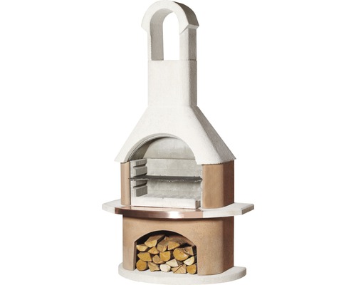 Buschbeck Grillkamin Toscana 65 x 110 x 203 cm Beton weiß terrakotta Grillkamin mit Holz