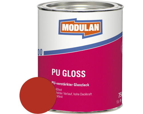 MODULAN 6100 PU Gloss Lack 750ml RAL 3000 feuerrot 750 ml Modulan PU Gloss Lackdose
