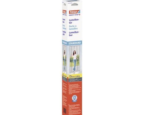 Fliegengitter Lamellentür tesa Insect Stop Standard ohne Bohren anthrazit 95x220 cm Tesa Insektenschutz Lamellentür Verpackung