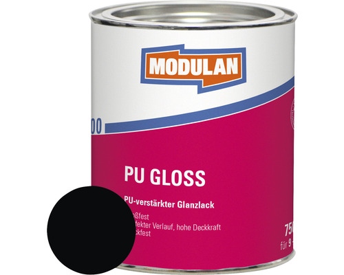 MODULAN 6100 PU Gloss Lack 750ml RAL 9005 tiefschwarz 750 ml Dose PU Glanzlack mit Farbbeispiel
