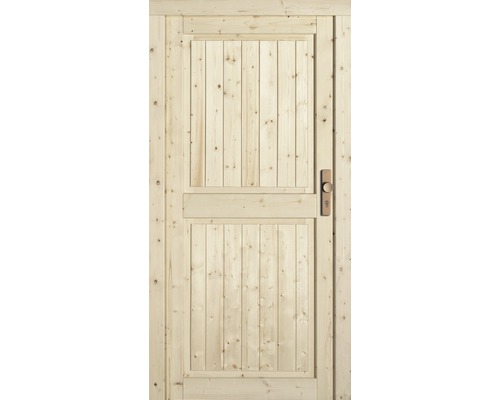 Holztür mit Füllung und Beschlägen