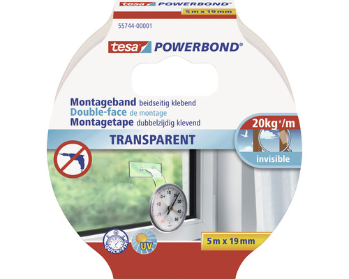 tesa Powerbond Montageband Transparent 5m x 19mm