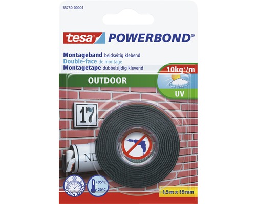 tesa Powerbond Montageband Outdoor grün 19 mm x 1,5 m Tesa Powerbond Montageband für den Aussenbereich, 1,5 Meter mal 19 Millimeter