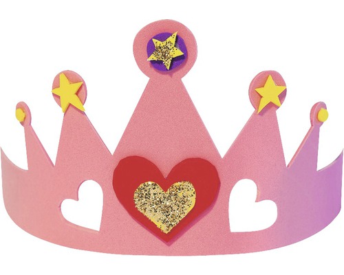 Rosa Bastelkrone mit Sternen und Herzen