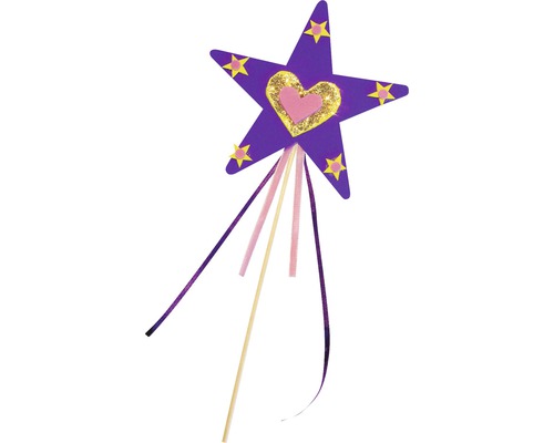 Dekorativer Zauberstab mit Stern, Herz und Bändern
