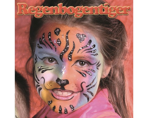 Kind mit Regenbogen Tiger Gesichtsbemalung