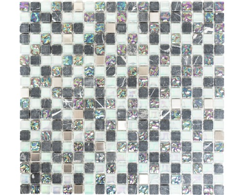 Glasmosaik mit Naturstein XCM M840 30,5x32,2 cm grau