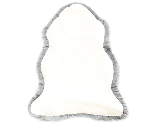 Kunstfellteppich mit grauer Fellumrandung