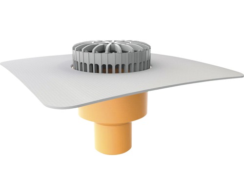 TopWet Terrassengully mit integrierte PVC-Manschette NW 110 mm H = 182 mm Dachablauf mit Laubfangkorb