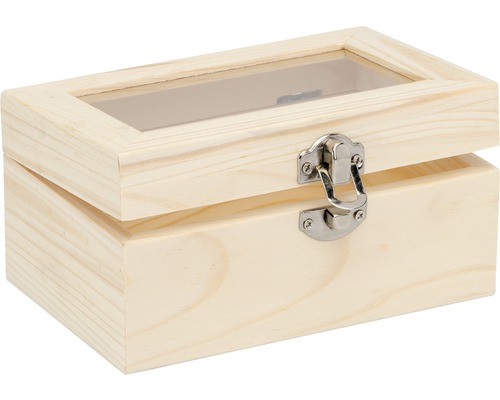 Holzkiste mit Sichtfenster und Verschluss