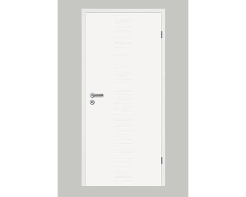 Pertura Zimmertür Linum 04 weiß lackiert (ähnlich RAL 9010) 86,0x211,0 cm Rechts Weiße Innentür mit Drückergarnitur
