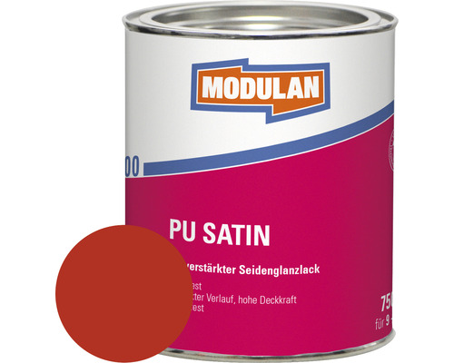 MODULAN 6100 PU Satin Lack RAL 3000 feuerrot 750 ml Modulan PU Satin Lackdose mit Farbbeispiel