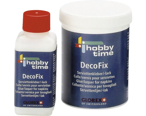 Hobby Time Deco Fix Serviettenkleber und Lack in Flasche und Dose