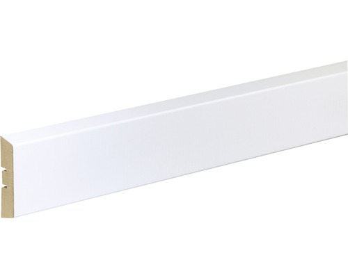 Bekleidungsleiste FU064B1 MDF weiß lackiert - 2400 x 62 x 16 mm Weiß lackierte Sockelleiste