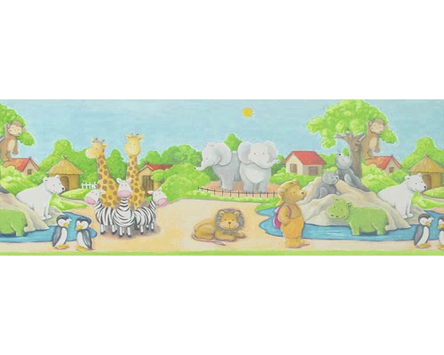 Bordüre 7187-16 Only Borders Zoo bunt 5 m x 17 cm Illustration eines Zoos mit verschiedenen Tieren