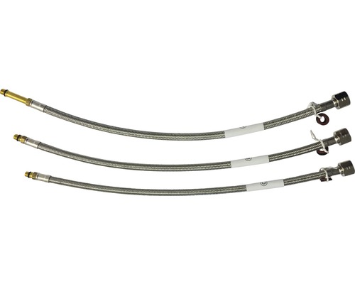 Drei Panzerschläuche für Sanitärinstallationen