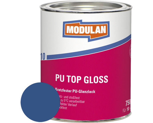 MODULAN 6110 PU Lack Top Gloss RAL 5010 enzianblau 750 ml Modulan PU Top Gloss Lackdose mit Farbbeispiel