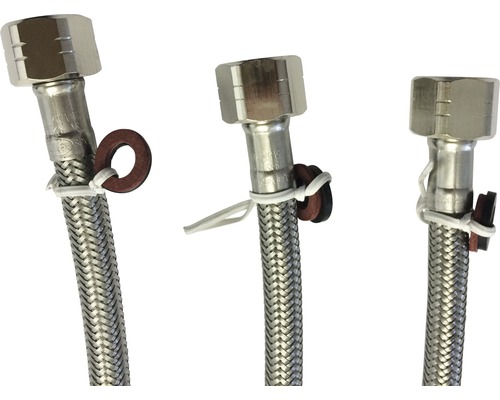 Drei Panzerschläuche mit Dichtungen