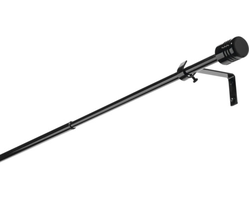 Gardinenstangen Set ausziehbar Zylinder schwarz 200-300 cm Ø 13/16 mm Gardinenstange mit Halterung und Endstück