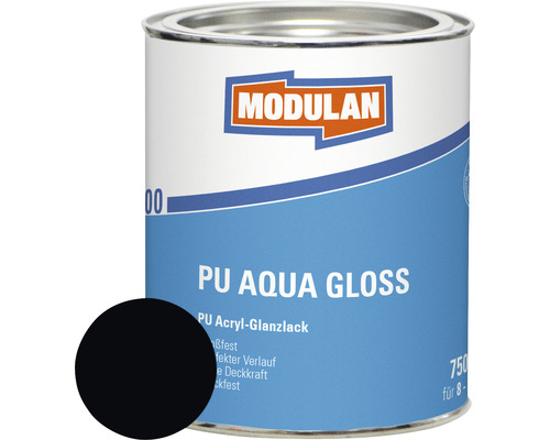 MODULAN 6200 PU Lack Aqua Gloss RAL 9005 tiefschwarz 750 ml Modulan PU Aqua Gloss Lackdose