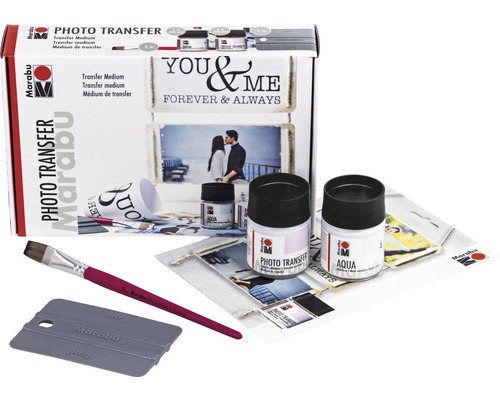 Marabu Foto Transfer Set mit Transfermedium, Pinsel und Rakel