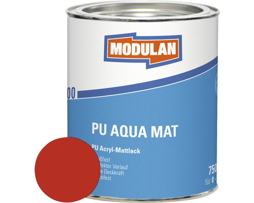 MODULAN 6200 PU Lack Aqua Matt RAL 3000 feuerrot 750 ml Dose PU Aqua Matt Acryllack mit Farbbeispiel