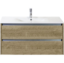 Badmöbel-Set Sanox Dante BxHxT 101 x 52 x 46 cm Frontfarbe eiche natur mit Waschtisch Keramik weiß