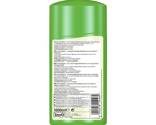 Tetra Pond AlgoFin gegen Algen und Fadenalgen in Gartenteichen in einer 1000-Milliliter-Flasche