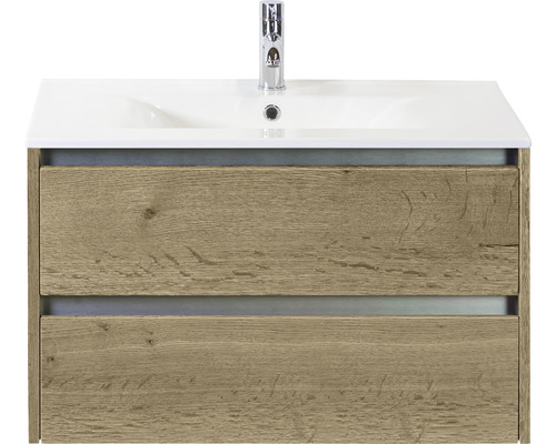 Badmöbel-Set Sanox Dante BxHxT 81 x 52 x 46 cm Frontfarbe eiche natur mit Waschtisch Keramik weiß Badmöbel-Set Sanox Dante BxHxT 81 x 52 x 46 cm Frontfarbe eiche natur mit Waschtisch Keramik weiß