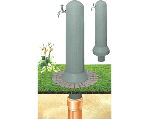 Gartenzapfstelle mit Wasserhahn und unterirdischer Wasserleitung