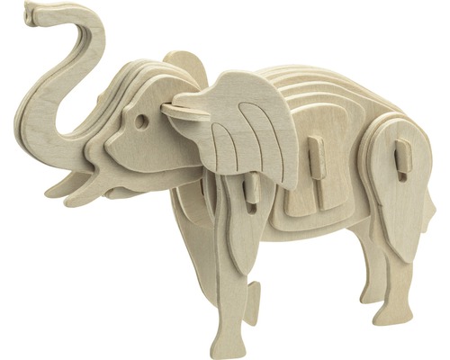 Holzelefant als 3D-Puzzle