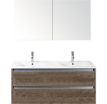 Badezimmermöbel-Set mit Waschtischunterschrank, Doppelwaschtisch und Spiegelschrank