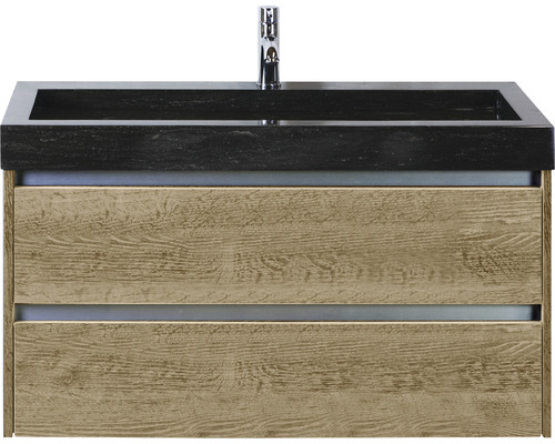 Einzelbadmöbel Sanox Dante BxHxT 101 x 58 x 45,5 cm Frontfarbe eiche natur mit Waschtisch Naturstein schwarz 81706527 Einzelbadmöbel Sanox Dante BxHxT 101 x 58 x 45,5 cm Frontfarbe eiche natur mit Waschtisch Naturstein schwarz 81706527