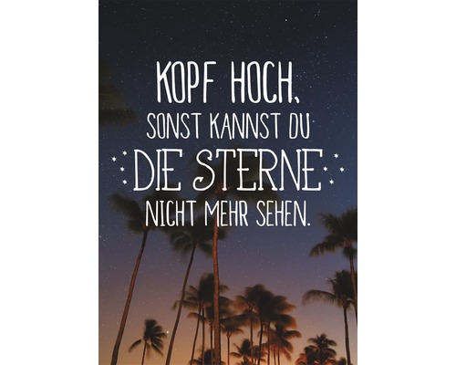 Postkarte Kopf hoch, sonst kannst du die Sterne nicht mehr sehen 10,5x14,8 cm Motivationsposter mit Palmen und Sternenhimmel: Kopf hoch, sonst kannst du die Sterne nicht mehr sehen