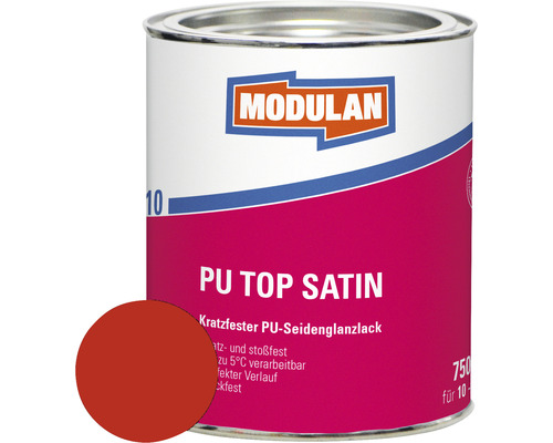 MODULAN 6110 PU Lack Top Satin RAL 3000 feuerrot 750 ml Modulan PU Top Satin Lackdose mit Farbbeispiel
