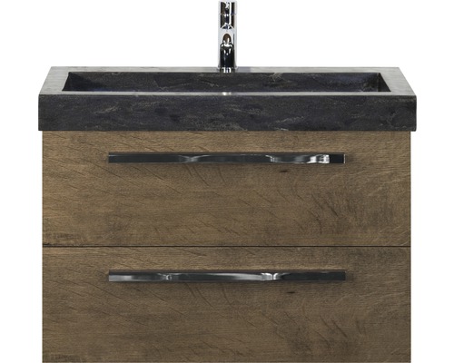 Badmöbel-Set Sanox Seville BxHxT 81 x 58 x 45,5 cm Frontfarbe tabacco mit Waschtisch Naturstein schwarz Badmöbel-Set Sanox Seville BxHxT 81 x 58 x 45,5 cm Frontfarbe tabacco mit Waschtisch Naturstein schwarz