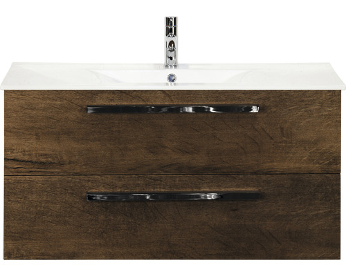 Badmöbel-Set Sanox Seville BxHxT 101 x 52 x 46 cm Frontfarbe tabacco mit Waschtisch Keramik weiß Badmöbel-Set Sanox Seville BxHxT 101 x 52 x 46 cm Frontfarbe tabacco mit Waschtisch Keramik weiß